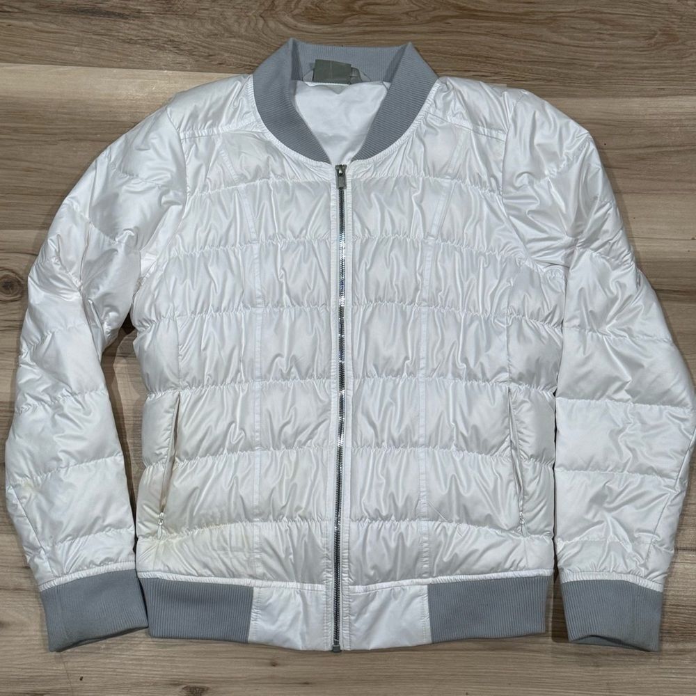 Athleta White Down Puffer Jacket Coat Women’s Large